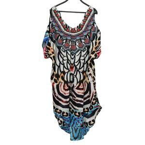 Sakkas Women's One Size Cold Shoulder Beach Dress Top Cover up Rhinestone